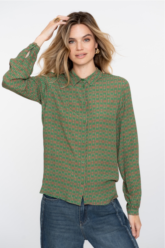 BLOUSE MET GLITTERDETAILS 53613 20 GREEN/PINK